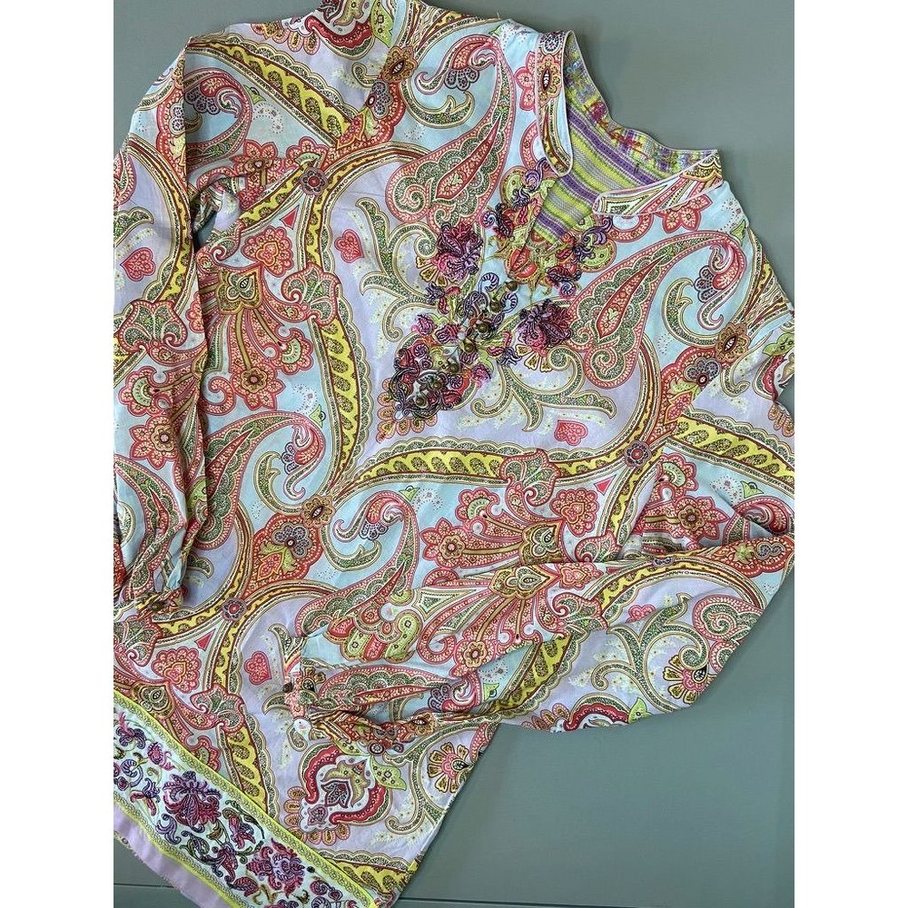Robert Graham women's XS jolie patterned long sleeve lightweight tunic‎ blouse
